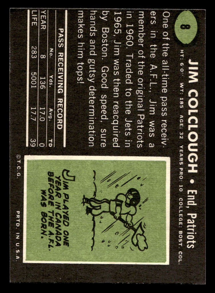1969 Topps #8 Jim Colclough Near Mint  ID: 488804