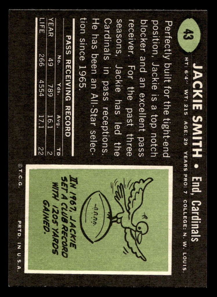 1969 Topps #43 Jackie Smith Near Mint+  ID: 488828