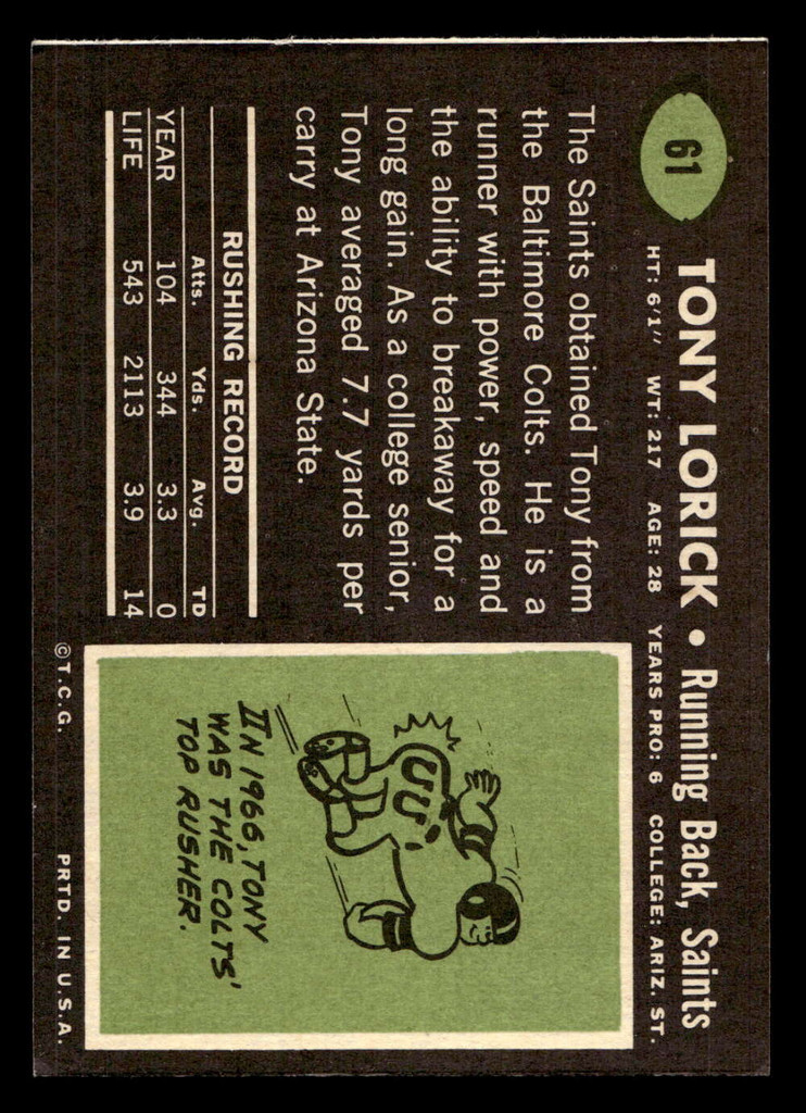 1969 Topps #61 Tony Lorick Ex-Mint  ID: 488838