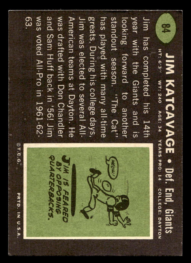1969 Topps #84 Jim Katcavage Ex-Mint  ID: 488846