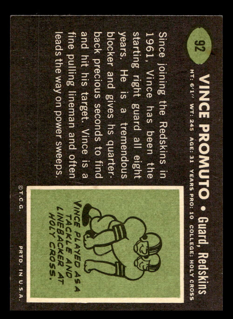 1969 Topps #92 Vince Promuto Ex-Mint  ID: 488853
