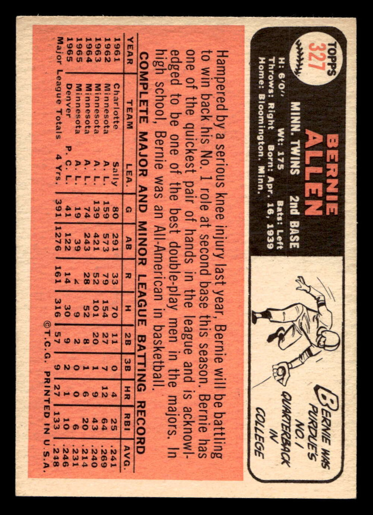 1966 Topps #327 Bernie Allen Ex-Mint  ID: 492231