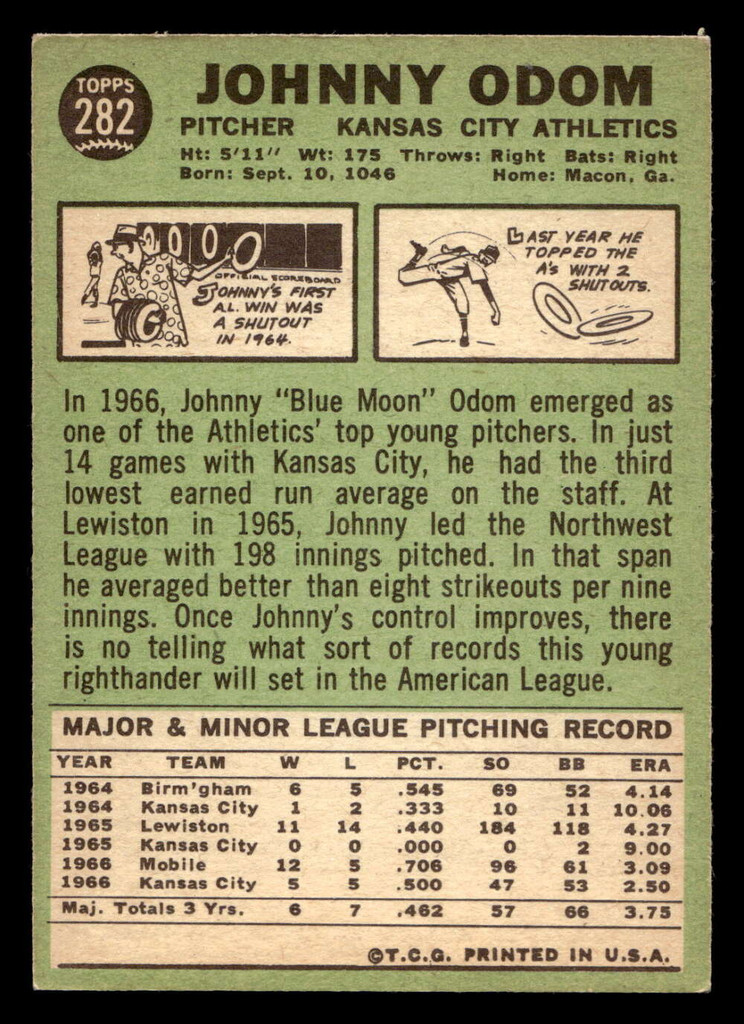 1967 Topps #282 Johnny Odom Excellent+  ID: 493492