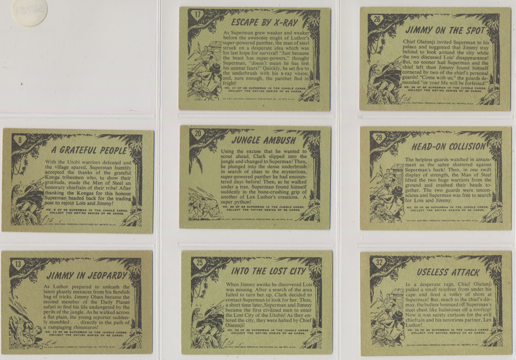 1968 A & BC England Superman in the Jungle  Lot of 10/66 and 3/16 die-cuts  #*sku36721