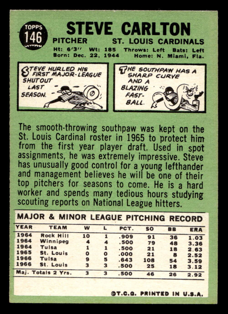 1967 Topps #146 Steve Carlton Ex-Mint  ID: 496305
