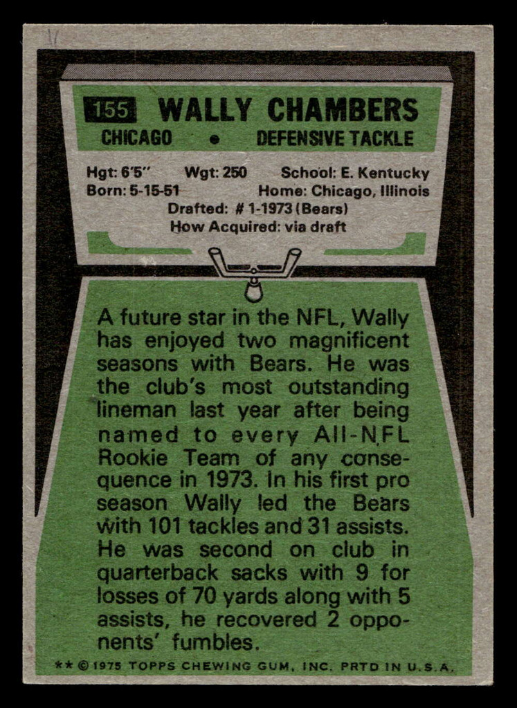 1975 Topps #155 Wally Chambers Ex-Mint  ID: 497177