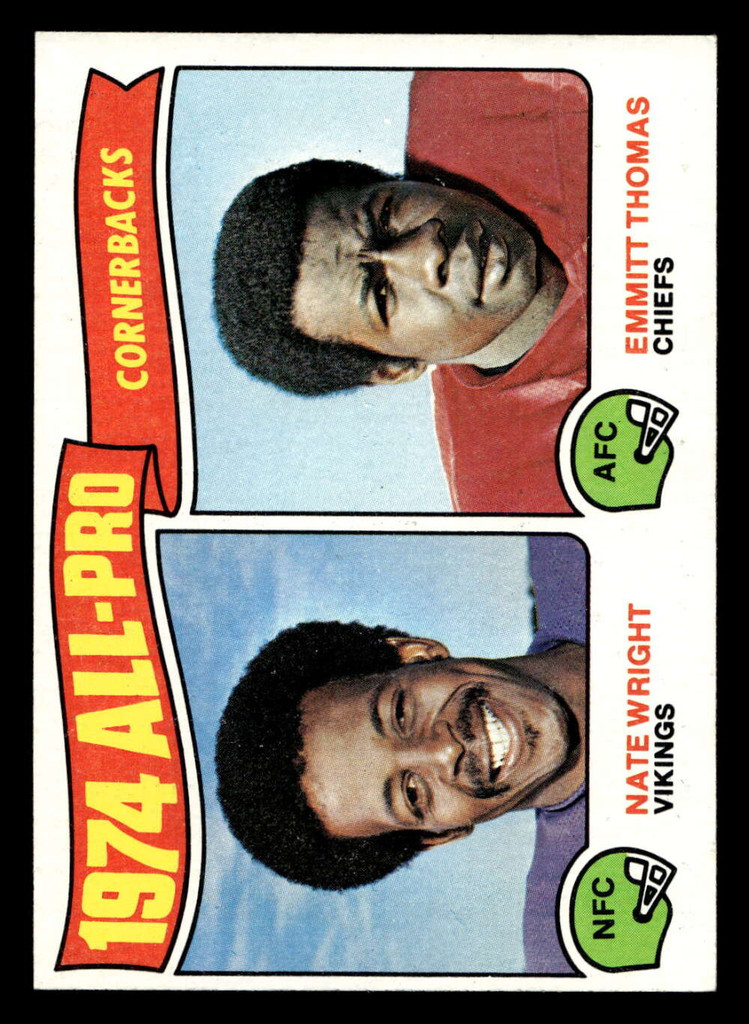 1975 Topps #220 Nate Wright/Emmitt Thomas All-Pro Cornerbacks Ex-Mint  ID: 497393