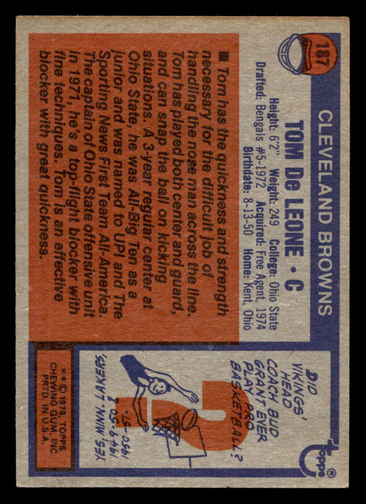 1976 Topps #187 Tom DeLeone Ex-Mint  ID: 499061