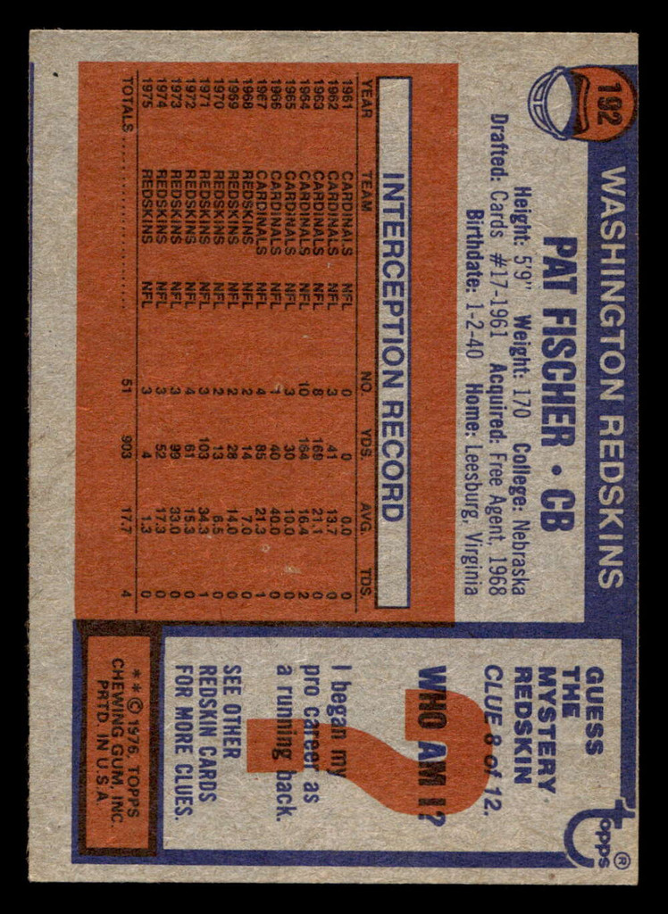 1976 Topps #192 Pat Fischer Ex-Mint 