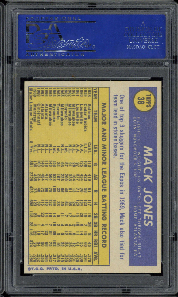 1970 Topps #38 Mack Jones Expos PSA 9 Mint