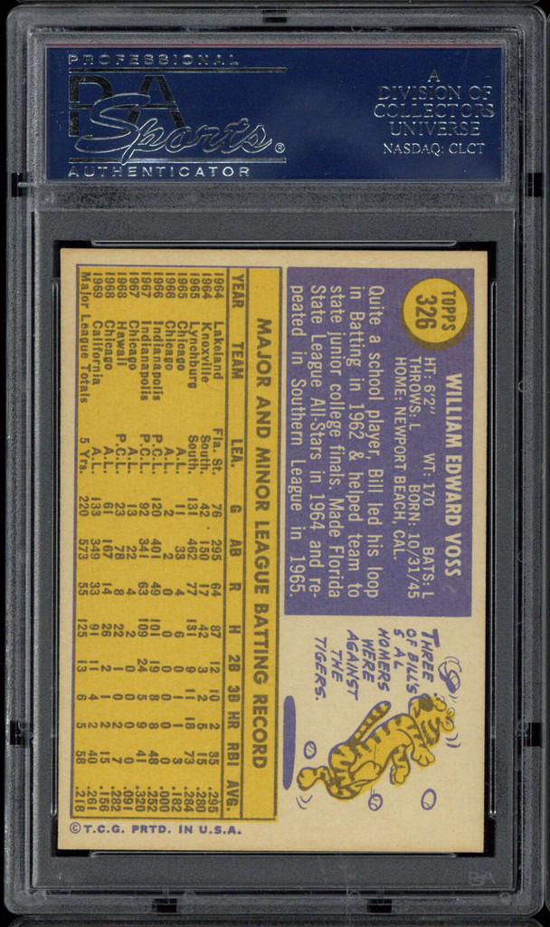 1970 Topps #326 Bill Voss Angels PSA 9 Mint