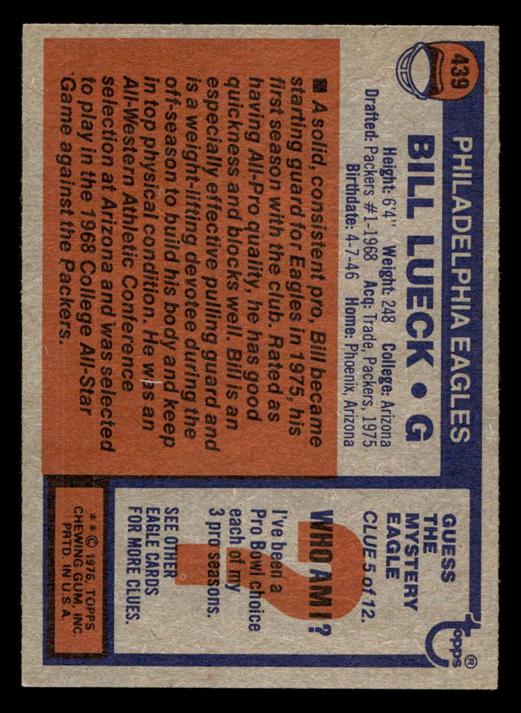 1976 Topps #439 Bill Lueck Ex-Mint  ID: 499842