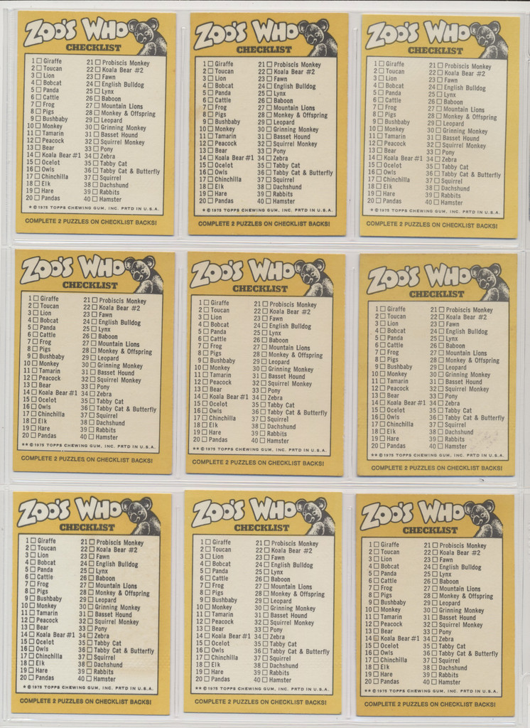 1975 Topps Zoo's Who Set 40/17   #*sku36787