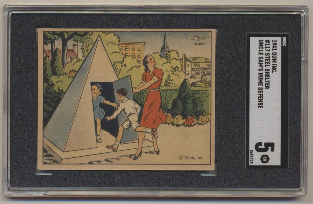1941 Gum Inc. R158 Uncle Sam's Home Defense #117 Steel Shelter  SGC 5 EX  #*sku36823