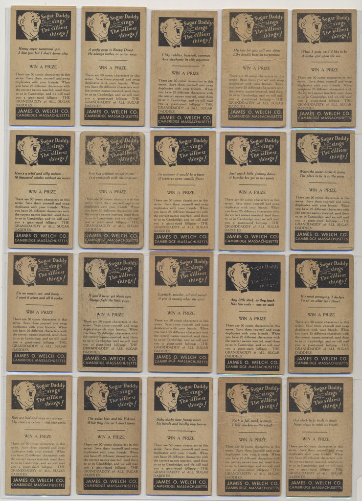 1949-1953   R757-1  James Welch Sugar Daddy Characters  Set of 50  #*sku36854