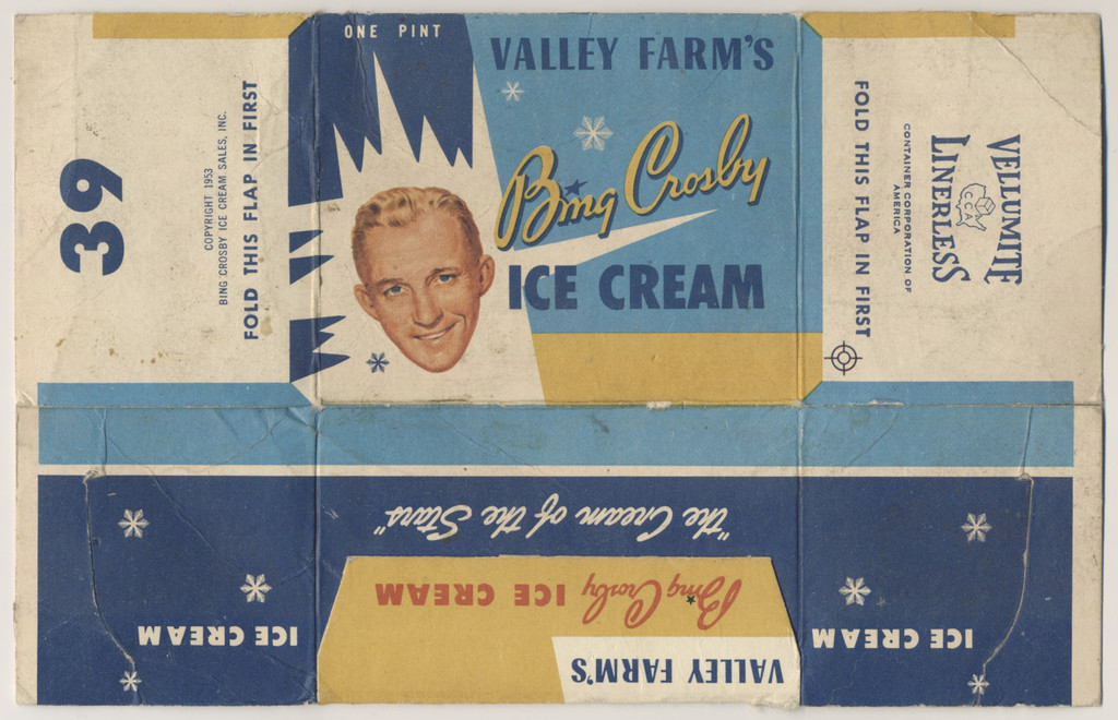 1953 Valley Farm's Ice Cream Box with Bing Crosby  #*sku36790