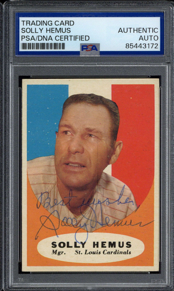 Solly Hemus 1961 Topps #139 Cardinals PSA Signed Auto Slab