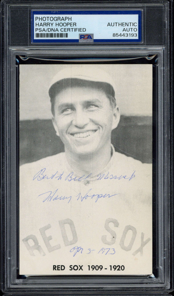 Harry Hooper Photograph Red Sox  PSA Signed Auto Slab