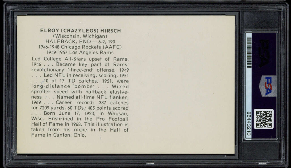 Elroy Hirsch Postcard Crazy Legs Rams PSA Signed Auto Slab