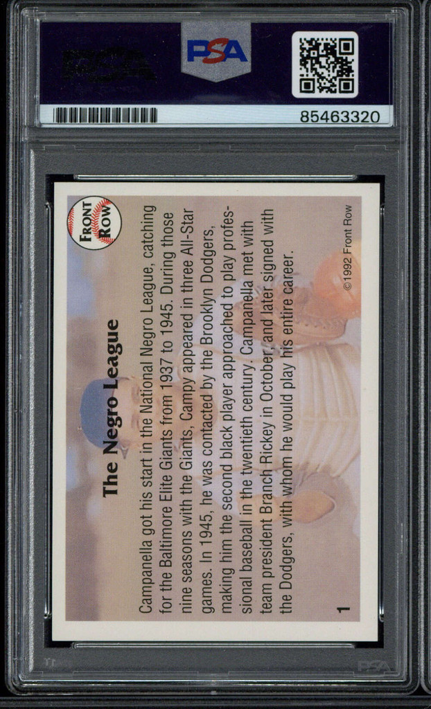 Roy Campanella 1992 Front Row Dodgers PSA 10 GEM MINT Signed Auto Slab