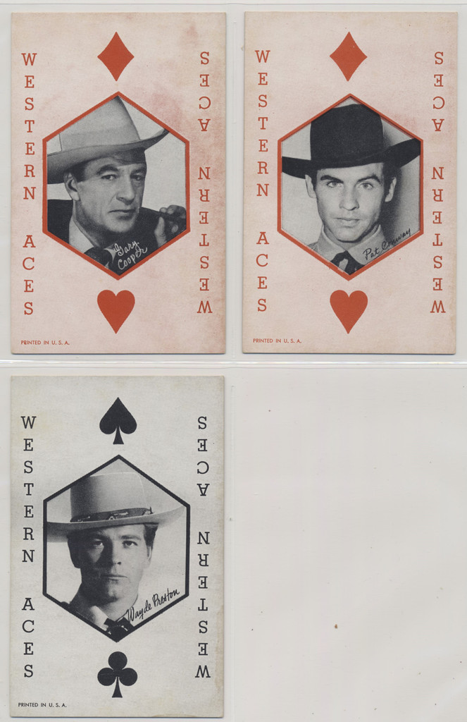 circ 1960's Western Aces Exhibit Cards  Lot of 3  #*sku36920