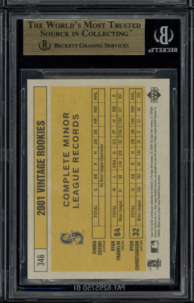 2001 Upper Deck Vintage #340 Ichiro Mariners BGS 9.5 Gem Mint RC