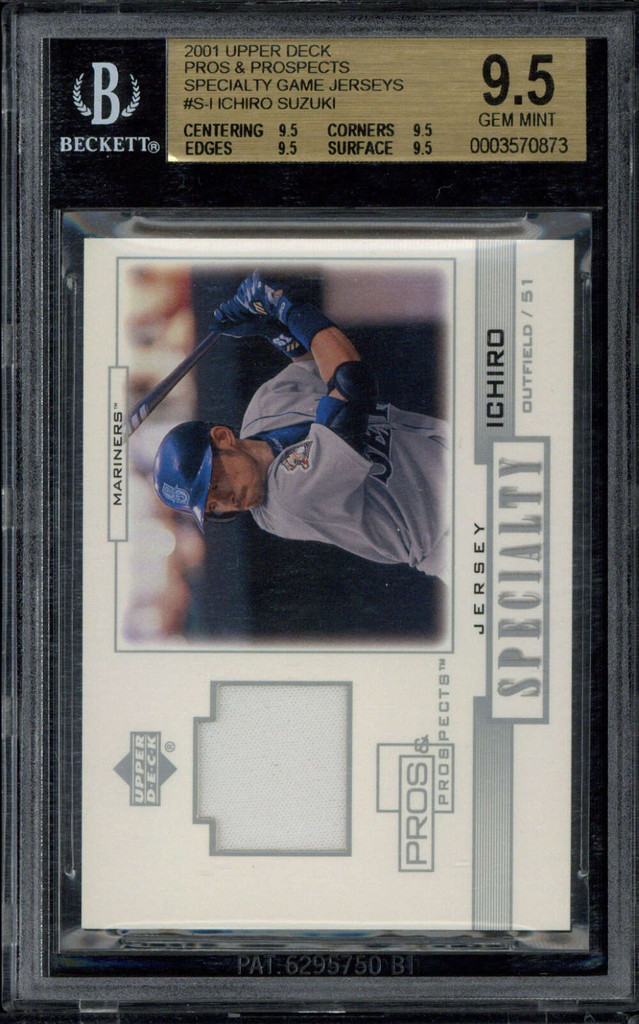 2001 UD Pros & Prospects Specialty Jersey Ichiro Mariners BGS 9.5 Gem Mint RC
