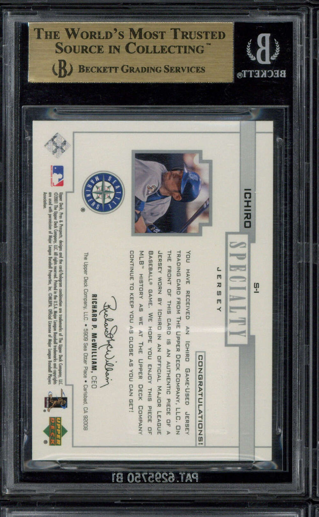 2001 UD Pros & Prospects Specialty Jersey Ichiro Mariners BGS 9.5 Gem Mint RC