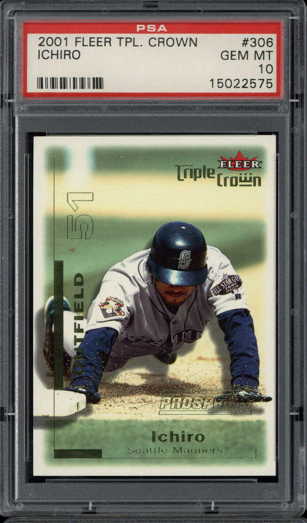 2001 Fleer Triple Crown #306 /2999 Ichiro Suzuki Mariners PSA 10 Gem Mint RC ID: 500519
