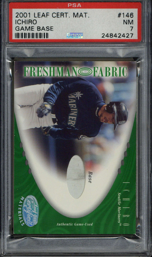2001 Leaf Certified Materials Game Base 146 Ichiro Suzuki PSA 7 Near Mint RC