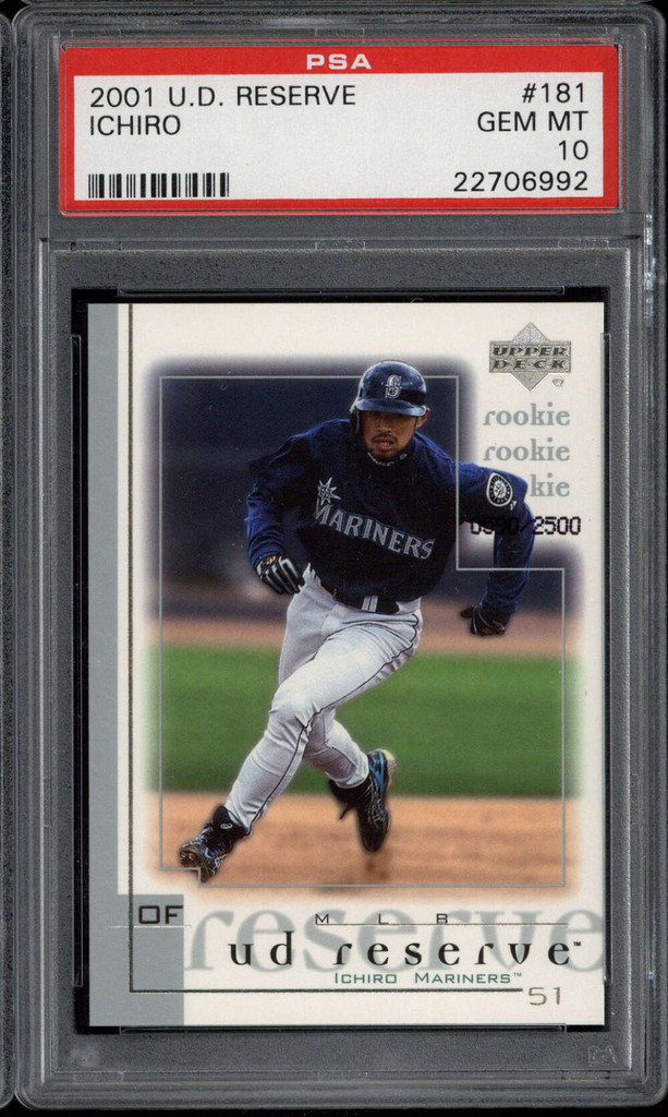 2001 UD Reserve #181 Ichiro Suzuki Mariners PSA 10 Gem Mint RC /2500