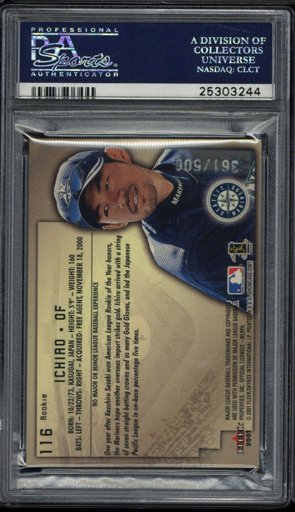 2001 Fleer Showcase #116 Ichiro Suzuki Mariners PSA 8.5 RC /500