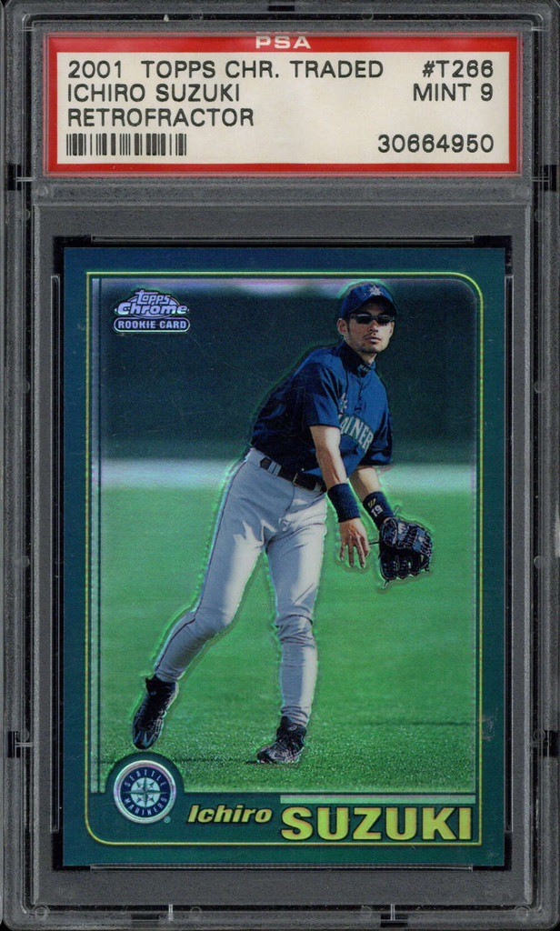 2001 Topps Chrome Traded Retrofractor T266 Ichiro Suzuki PSA 9 Mint RC