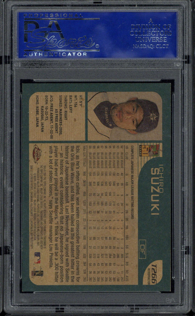 2001 Topps Chrome Traded Retrofractor T266 Ichiro Suzuki PSA 9 Mint RC
