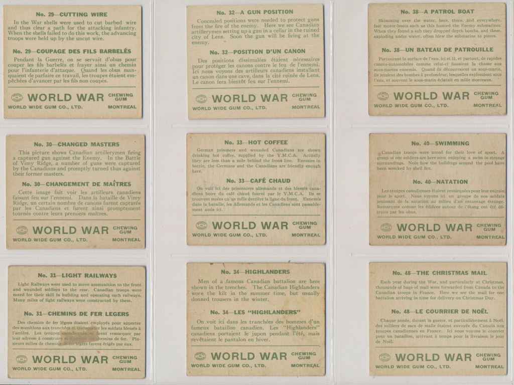 circ. 1930's V360  World War Gum (Canada) Lot of 18/48  #*sku36934