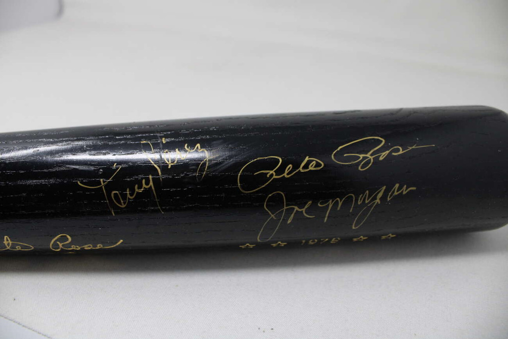 Johnny Bench Pete Rose Joe Morgan Perez Bat Signed PSA/DNA 1976 Champs 22/250