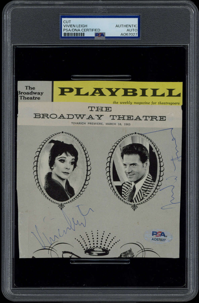 Vinein Leigh Jean-Pierre Aumont Broadway Playbill Cut PSA/DNA Signed Auto Slab