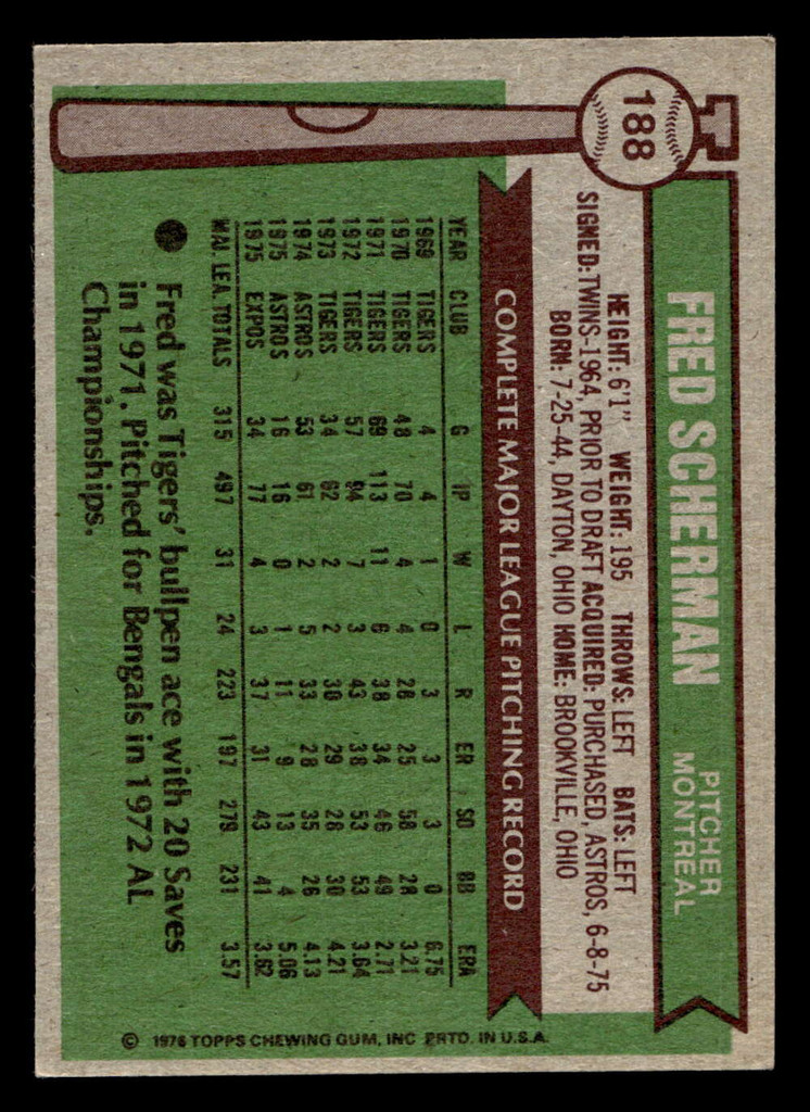 1976 Topps #188 Fred Scherman Ex-Mint 