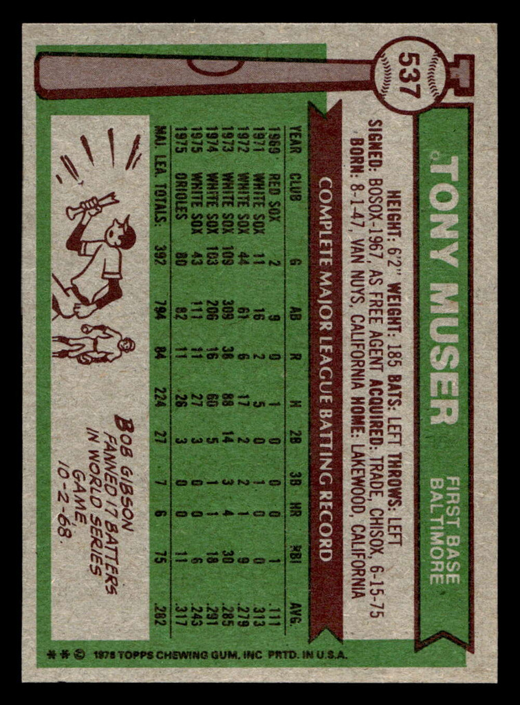 1976 Topps #537 Tony Muser Near Mint 