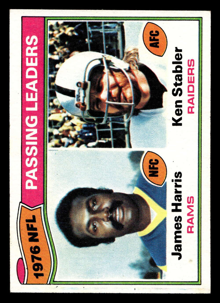 1977 Topps #1 James Harris/Ken Stabler 1976 Passing Leaders Ex-Mint  ID: 501380