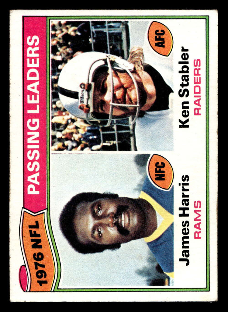 1977 Topps #1 James Harris/Ken Stabler 1976 Passing Leaders Excellent+  ID: 501383