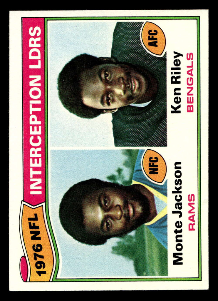 1977 Topps #5 Monte Jackson/Ken Riley 1976 Interception Leaders Near Mint  ID: 501399