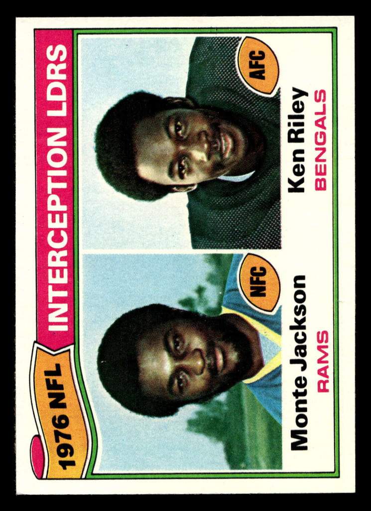 1977 Topps #5 Monte Jackson/Ken Riley 1976 Interception Leaders Near Mint  ID: 501400