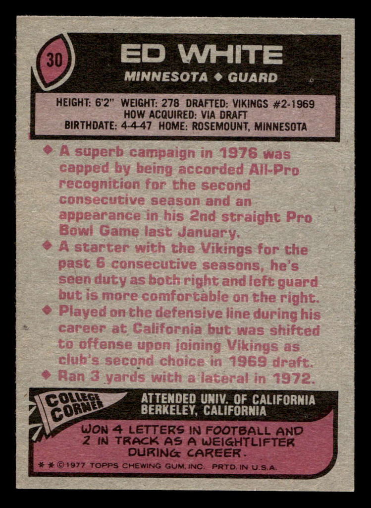 1977 Topps #30 Ed White AP Near Mint  ID: 501519