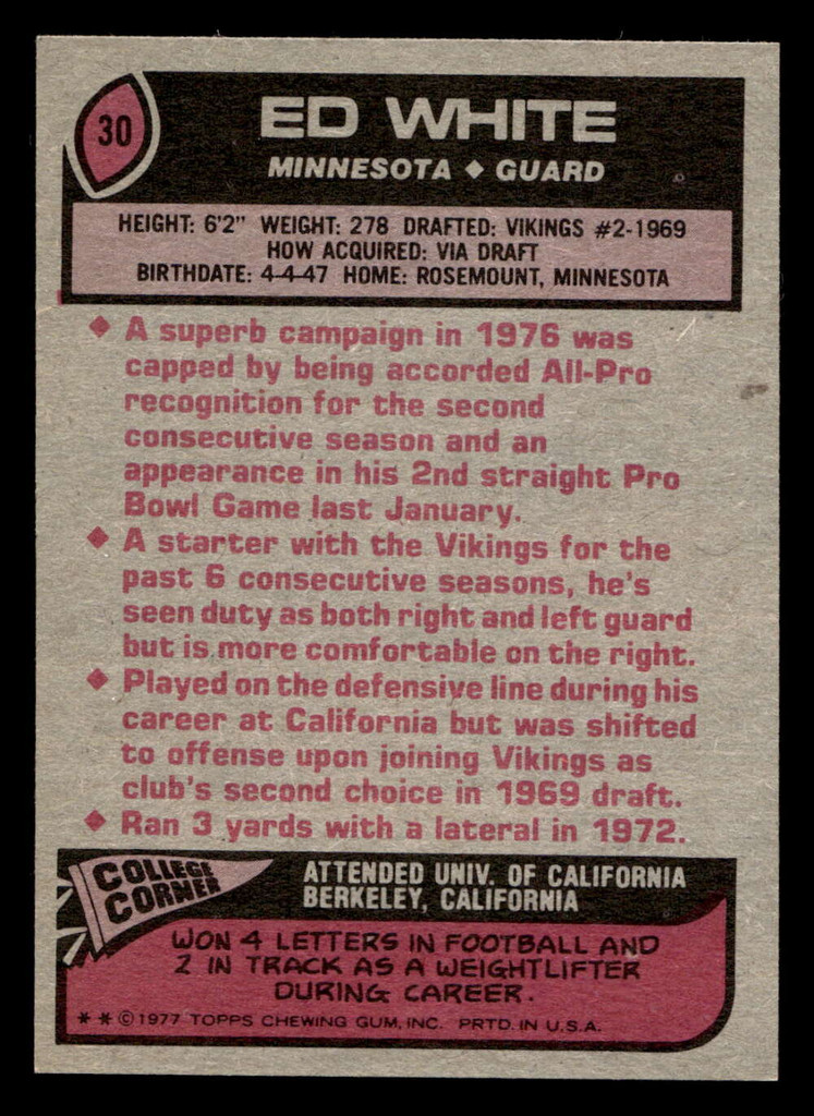1977 Topps #30 Ed White AP Near Mint  ID: 501520