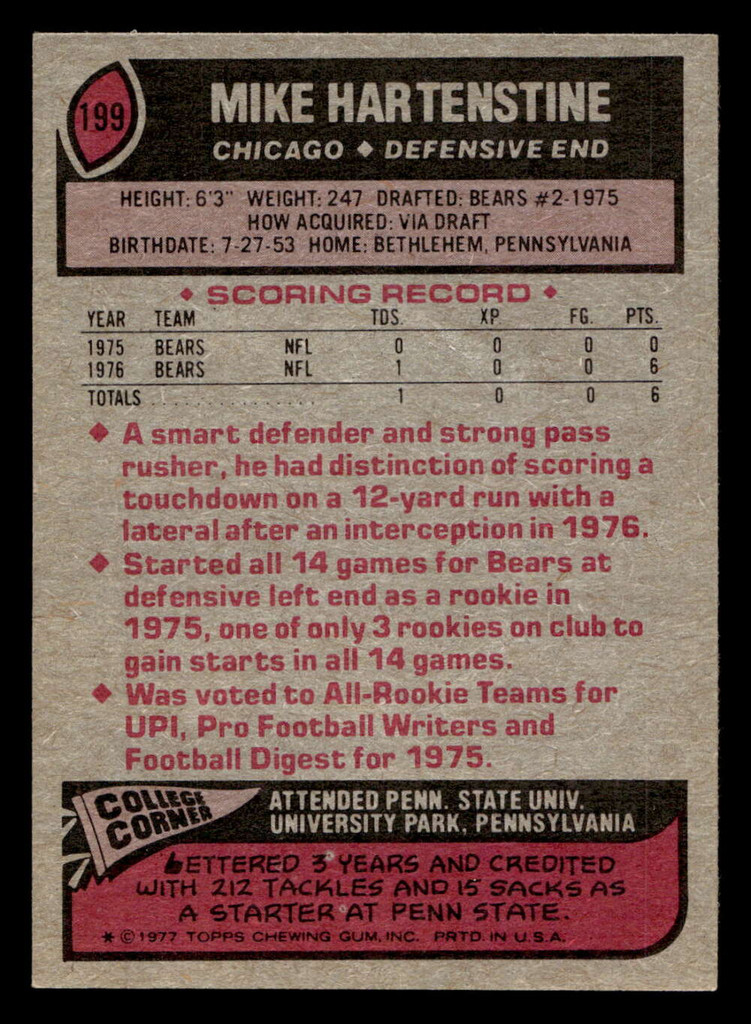 1977 Topps #199 Mike Hartenstine Ex-Mint  ID: 502451