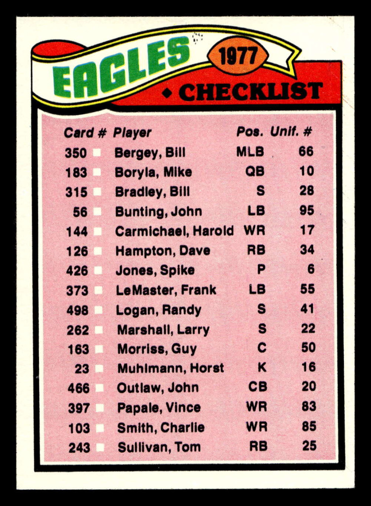 1977 Topps #221 Philadelphia Eagles CL Near Mint  ID: 502552