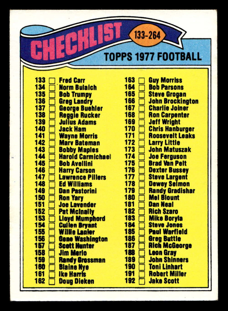 1977 Topps #256 Checklist 133-264 Ex-Mint  ID: 502669