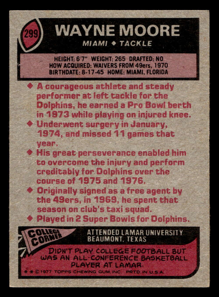 1977 Topps #299 Wayne Moore Ex-Mint  ID: 502836