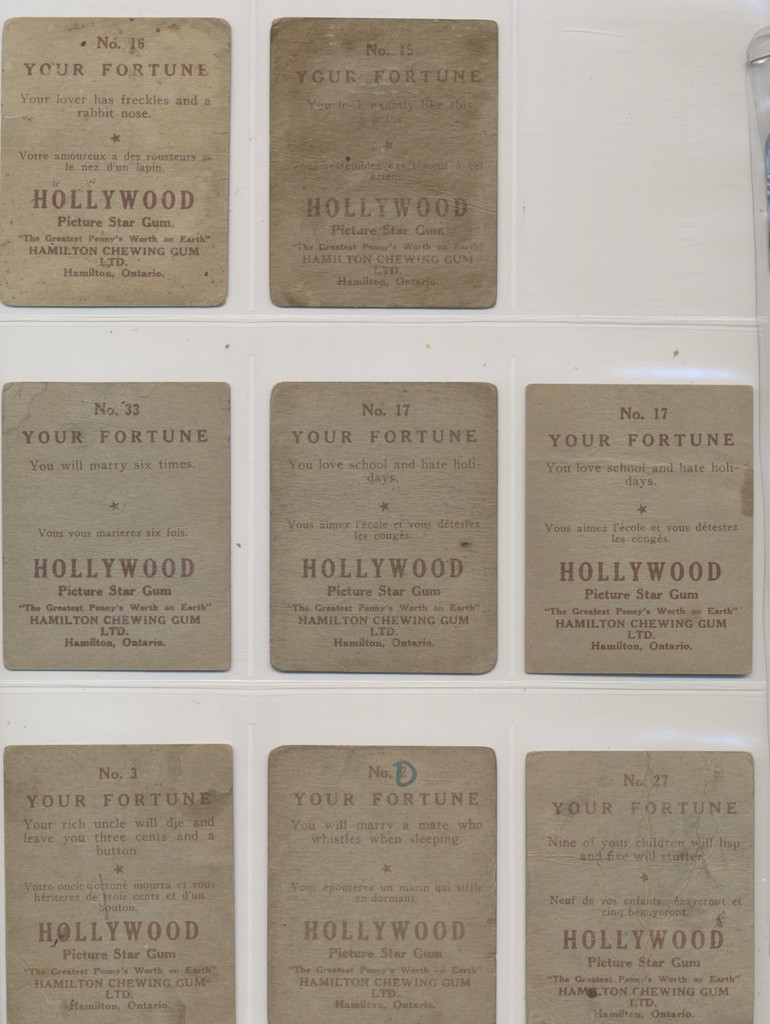 1938 V289 Canada Hamilton Chewing Gum Hollywood Picture Stars Lot of 10  #*sku37002